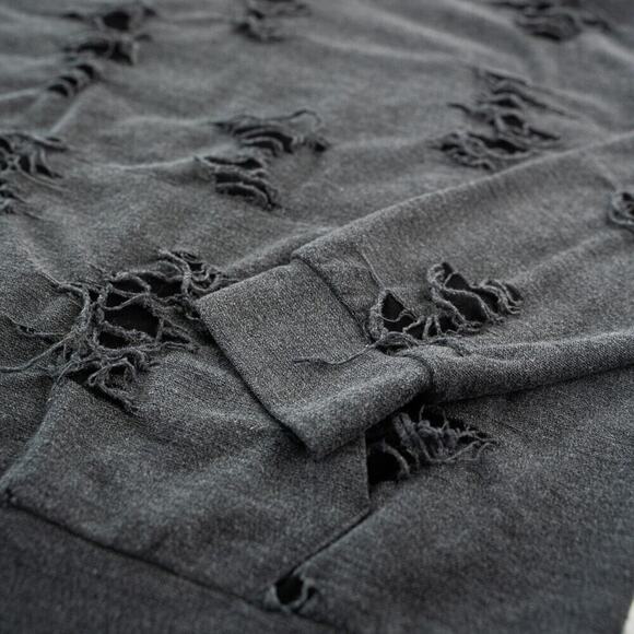 Gaze USA Hoodie Women's M Gray Sweater Top Comfy & Distressed 90s Hip Hop Style - Picture 3 of 6